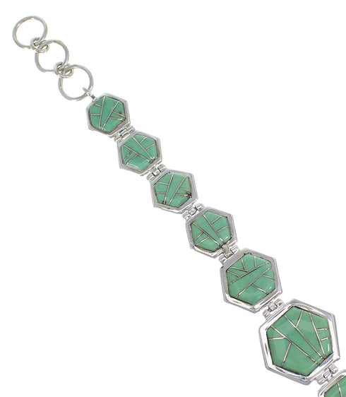 Turquoise Authenitc Sterling Silver Link Bracelet AX54107